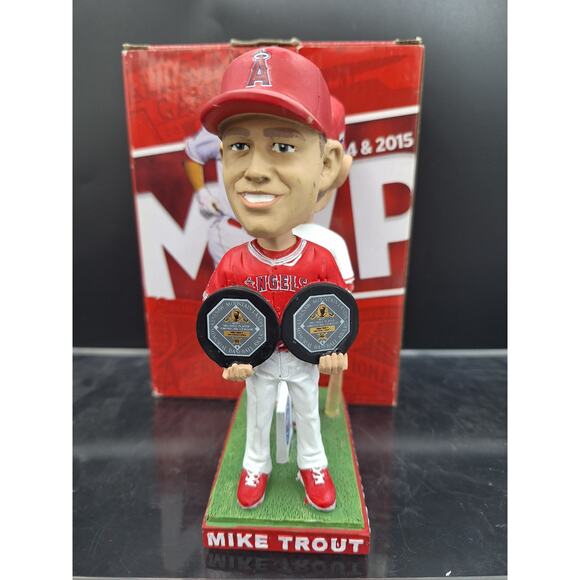 Mike Trout Angels MVP 2014 & 2016, All Star 2014 & 2015 Double Bobblehead (516) - Picture 3 of 14